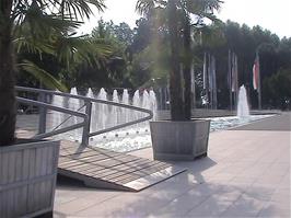 Impressive fountains at Place de la Navigation, Ouchy, Lausanne, 2.1 miles from the hostel